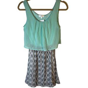 Emerald Sundae sleeveless sundress aqua sheer lined top 16" open small READ NEW